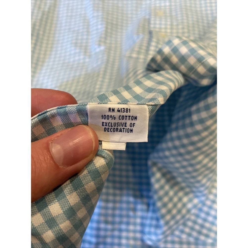 Ralph Lauren Men's Button Up Shirt Blue Gingham Plaid Flesh Pony Size XL - Picture 7 of 11